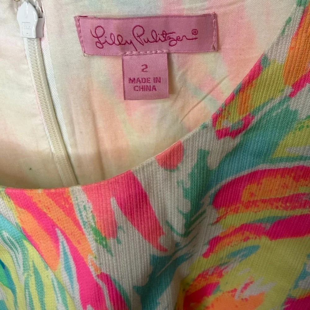 Lilly Pulitzer Sparkling Sands Shift Dress Multicolor Tropical Print Size 2